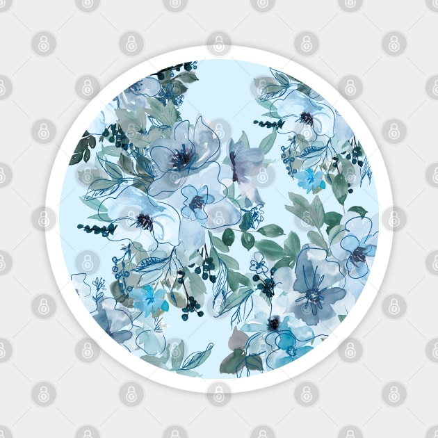 Blue pastel floral #1 Magnet by GreekTavern